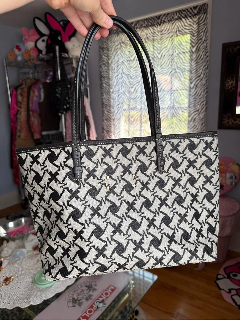 Juicy Couture Black & White Tote with Hot Pink 'CHOOSE JUICY' Lettering